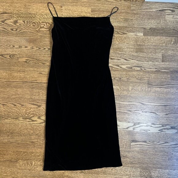 VTG Banana Republic Womens Black Velvet Slip Dress Size 10 Y2K 2002 Holiday Midi - Picture 9 of 15